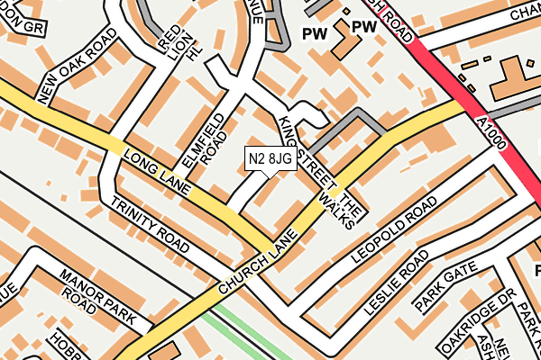 N2 8JG map - OS OpenMap – Local (Ordnance Survey)