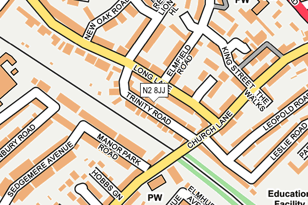 N2 8JJ map - OS OpenMap – Local (Ordnance Survey)