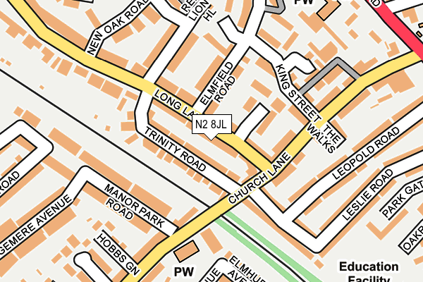 N2 8JL map - OS OpenMap – Local (Ordnance Survey)