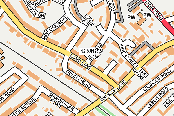 N2 8JN map - OS OpenMap – Local (Ordnance Survey)