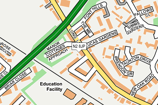 N2 8JP map - OS OpenMap – Local (Ordnance Survey)