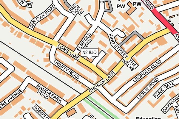 N2 8JQ map - OS OpenMap – Local (Ordnance Survey)