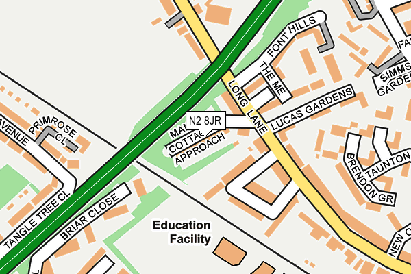 N2 8JR map - OS OpenMap – Local (Ordnance Survey)