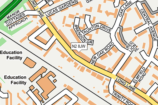 N2 8JW map - OS OpenMap – Local (Ordnance Survey)