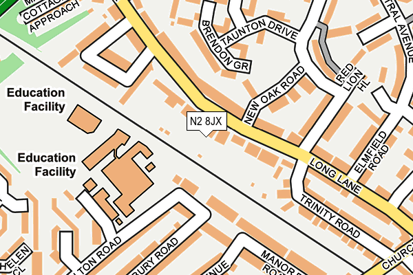 N2 8JX map - OS OpenMap – Local (Ordnance Survey)