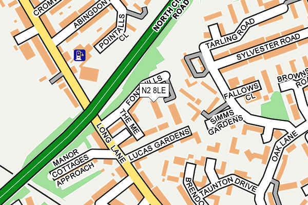 N2 8LE map - OS OpenMap – Local (Ordnance Survey)