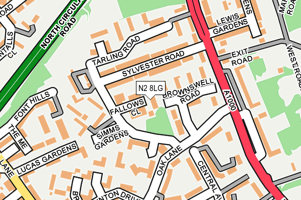 N2 8LG map - OS OpenMap – Local (Ordnance Survey)