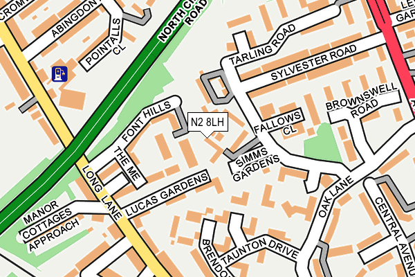 N2 8LH map - OS OpenMap – Local (Ordnance Survey)