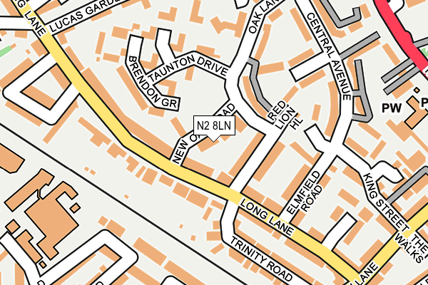 N2 8LN map - OS OpenMap – Local (Ordnance Survey)