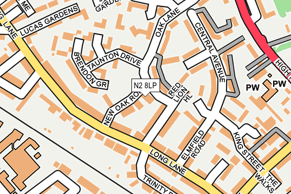 N2 8LP map - OS OpenMap – Local (Ordnance Survey)