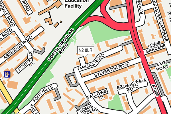 N2 8LR map - OS OpenMap – Local (Ordnance Survey)