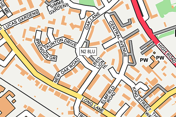 N2 8LU map - OS OpenMap – Local (Ordnance Survey)