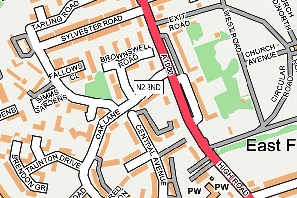 N2 8ND map - OS OpenMap – Local (Ordnance Survey)