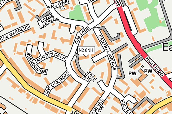 N2 8NH map - OS OpenMap – Local (Ordnance Survey)
