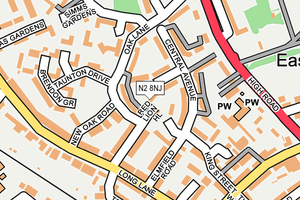 N2 8NJ map - OS OpenMap – Local (Ordnance Survey)