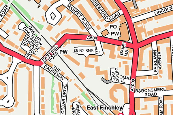 N2 8NS map - OS OpenMap – Local (Ordnance Survey)