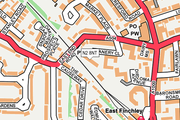 N2 8NT map - OS OpenMap – Local (Ordnance Survey)