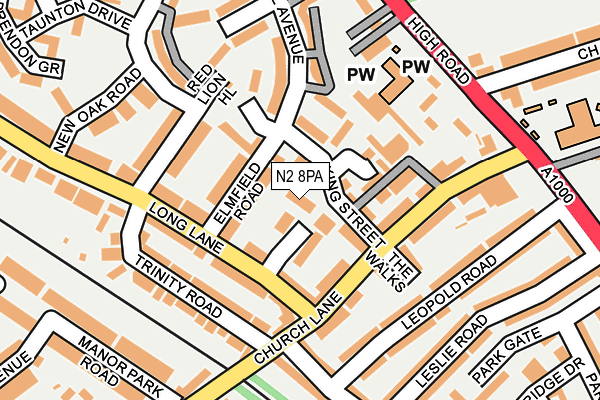N2 8PA map - OS OpenMap – Local (Ordnance Survey)
