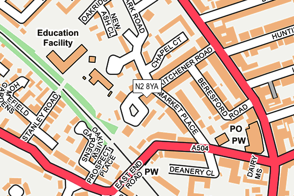 N2 8YA map - OS OpenMap – Local (Ordnance Survey)