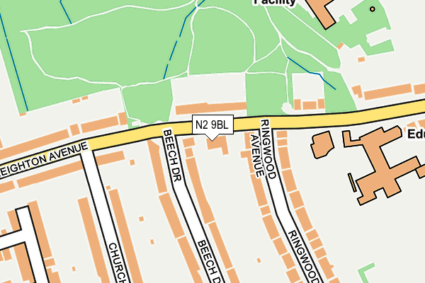 N2 9BL map - OS OpenMap – Local (Ordnance Survey)