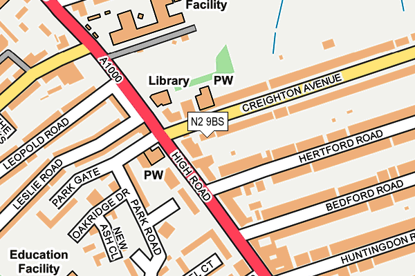 N2 9BS map - OS OpenMap – Local (Ordnance Survey)