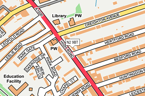 N2 9BT map - OS OpenMap – Local (Ordnance Survey)