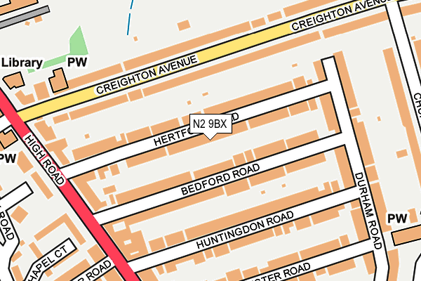 N2 9BX map - OS OpenMap – Local (Ordnance Survey)