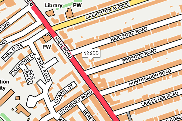 N2 9DD map - OS OpenMap – Local (Ordnance Survey)