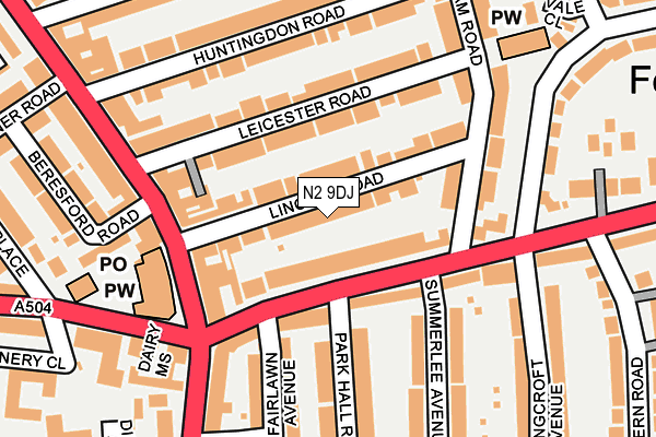 N2 9DJ map - OS OpenMap – Local (Ordnance Survey)