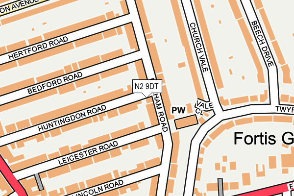 N2 9DT map - OS OpenMap – Local (Ordnance Survey)
