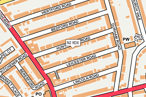 N2 9DX map - OS OpenMap – Local (Ordnance Survey)