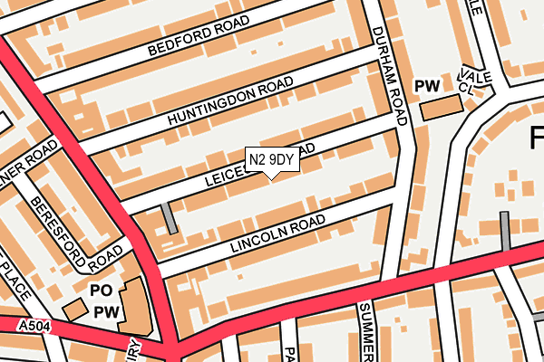 N2 9DY map - OS OpenMap – Local (Ordnance Survey)