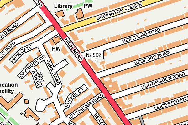 N2 9DZ map - OS OpenMap – Local (Ordnance Survey)