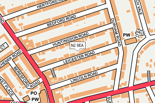 N2 9EA map - OS OpenMap – Local (Ordnance Survey)