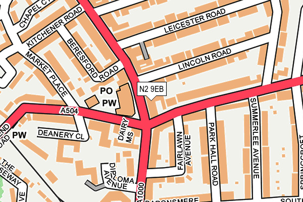 N2 9EB map - OS OpenMap – Local (Ordnance Survey)