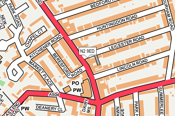 N2 9ED map - OS OpenMap – Local (Ordnance Survey)