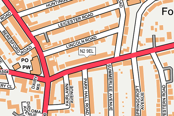 N2 9EL map - OS OpenMap – Local (Ordnance Survey)