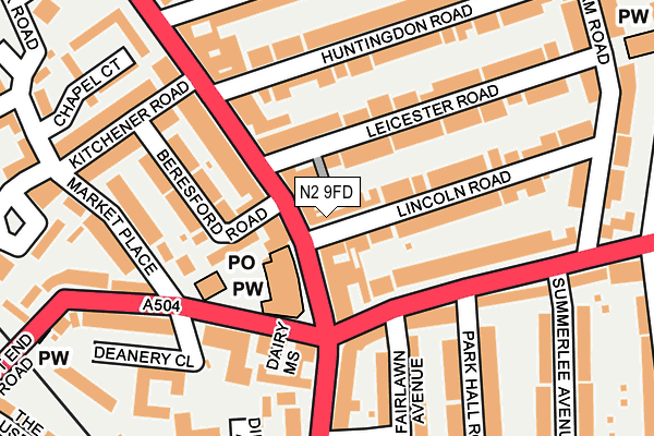 N2 9FD map - OS OpenMap – Local (Ordnance Survey)