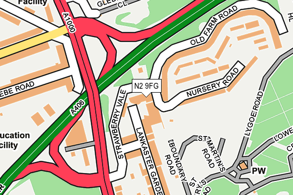 N2 9FG map - OS OpenMap – Local (Ordnance Survey)