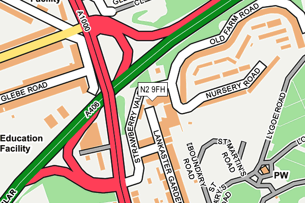 N2 9FH map - OS OpenMap – Local (Ordnance Survey)