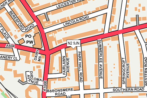 N2 9JN map - OS OpenMap – Local (Ordnance Survey)