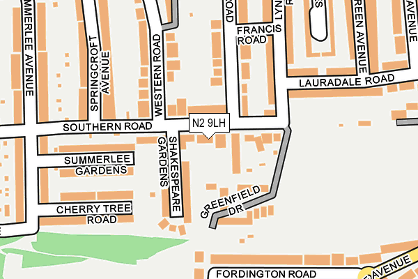 N2 9LH map - OS OpenMap – Local (Ordnance Survey)