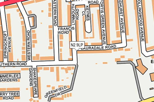 N2 9LP map - OS OpenMap – Local (Ordnance Survey)