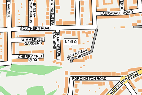 N2 9LQ map - OS OpenMap – Local (Ordnance Survey)