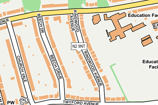 N2 9NT map - OS OpenMap – Local (Ordnance Survey)