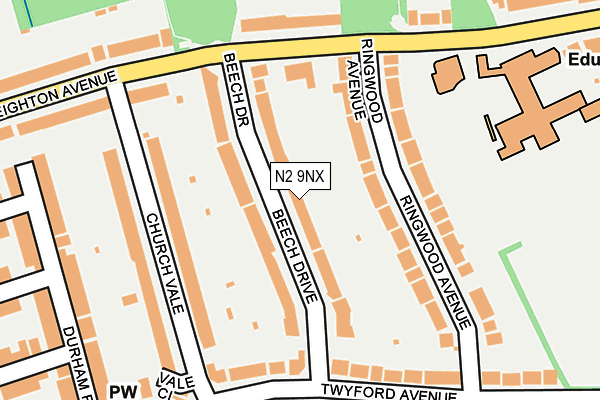 N2 9NX map - OS OpenMap – Local (Ordnance Survey)