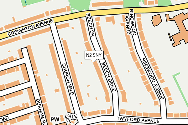 N2 9NY map - OS OpenMap – Local (Ordnance Survey)