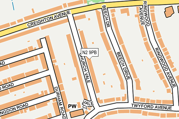 N2 9PB map - OS OpenMap – Local (Ordnance Survey)