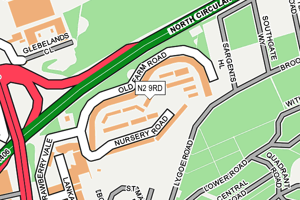 N2 9RD map - OS OpenMap – Local (Ordnance Survey)