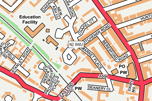 N2 9WU map - OS OpenMap – Local (Ordnance Survey)